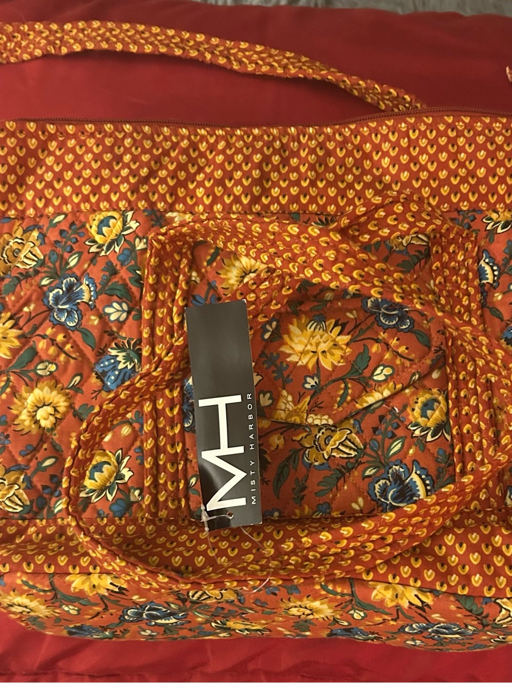 Orange Floral Quilted Tote Bag-Misty Harbor